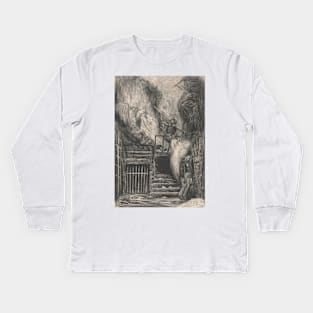 La Rue de la Vieille Lanterne - The Suicide of Gerard de Nerval by Gustave Dore Kids Long Sleeve T-Shirt